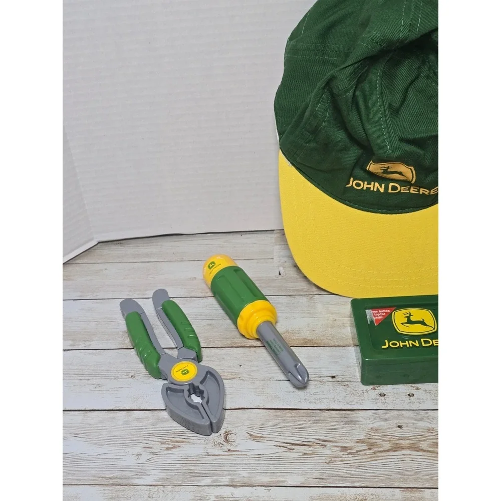 John Deere Kids Toy Lot Ertl Tool Box‎ & Talking Tool Belt w/ Tools Hat VIDEO